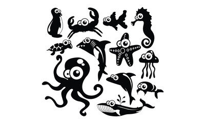 sea animal SVG, Silhouette, Cut File, cutting files, printable design, Clipart,