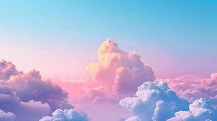Dreamy clouds in a gradient sky  AI generated illustration - obrazy, fototapety, plakaty