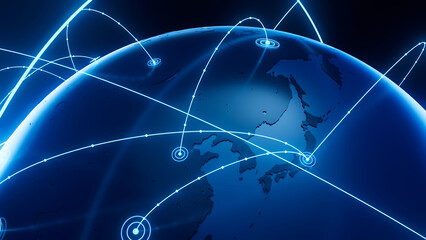 デジタルテクノロジーの地球。ネットワークシステム