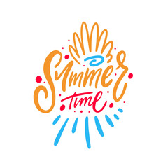 Summer Time phrase depicted with colorful illustration and lettering, radiating positivity.