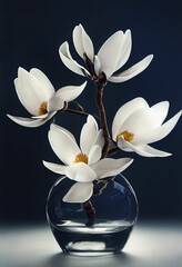 AI generated illustration of white magnolia flowers in a vase