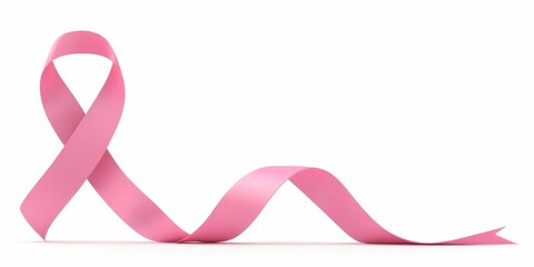 Banner of Pink ribbon breast cancer isolated on white background. AI Generative illustration - Powered by Adobe