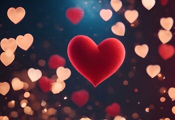 AI generated illustration of heart-shaped lights creating a romantic ambiance for Valentine's Day