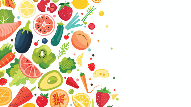 Balanced diet food background. Flat vector isolated o
