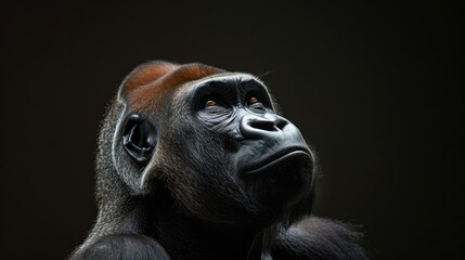 A captivating portrait of a majestic gorilla exuding strength and intelligence.