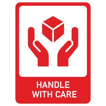 handle with  care shipping sign element design.