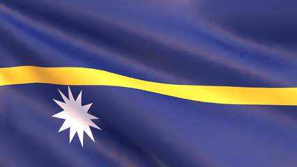 3D render - Nauru flag fluttering in the wind