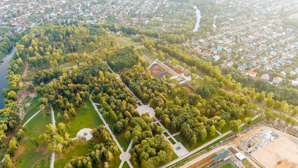 Oryol, Russia. Victory Park. View of the city from the air. Summer, Aerial View