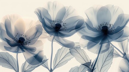 Elegant Transparent Flowers with a Soft Abstract Background