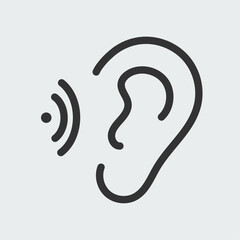 Hearing, ear icon. Easy editable outline symbol.