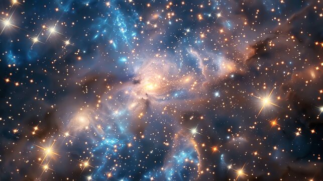 Shimmering stars in a cosmic pattern  AI generated illustration