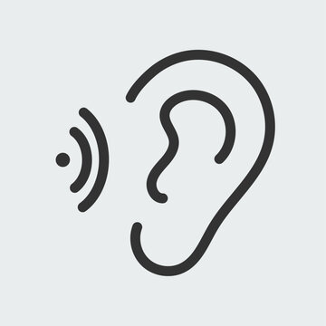 recommend clip art: Hearing, ear icon. Easy editable outline symbol.