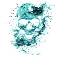 Papier peint Crâne aquarelle AI generated illustration of a watercolor painting of a vibrant skull