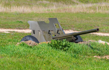 Old Russian gun cannon of period 1941-1945 years