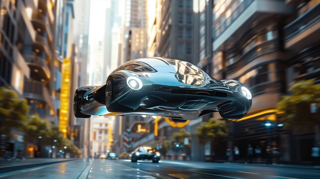 flying car over the city