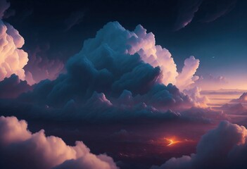 sunset environment with huge clouds
