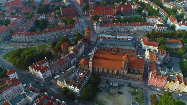 Bazylika Mikolaja Gdansk Old Town Basilica Aerial View Poland