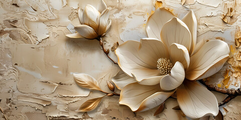 A white flower with gold paint on it 