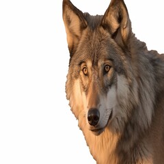 a portrait of a wolf on a white background