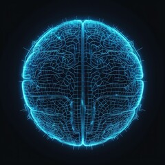 AI generated illustration of A human brain made out of blue lines