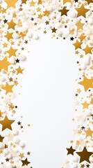 tan stars frame border with blank space in the middle on white background festive concept celebrations backdrop with copy space for text photo or presentation