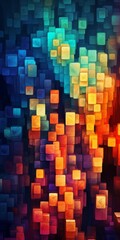AI generated illustration of a vibrant abstract background with colorful geometric flowing shapes