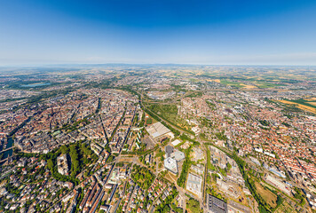 Strasbourg, France. Panorama of the city on a summer day. Sunny weather. Aerial view