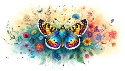 Watercolor Painting of Palatka Skipper Butterfly - obrazy, fototapety, plakaty