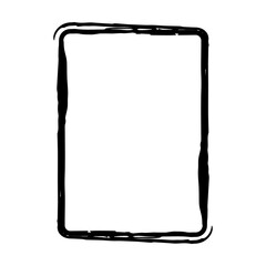 Frame border grunge shape icon, vertical, rectangle decorative doodle element for design in vector illustration