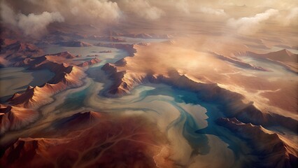 abstract aerial view of beautiful landscape - obrazy, fototapety, plakaty