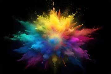 Fototapeta premium burst of holi colors on black background