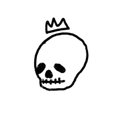 line sketch skull and crown png