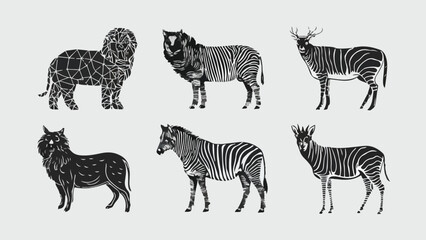 Fototapeta na wymiar Collection of Animal Logos in Vector Format: Black, Isolated on White Background - Illustration