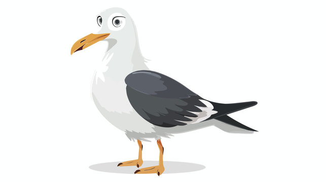 Cartoon funny seagull posing isolated on white background
