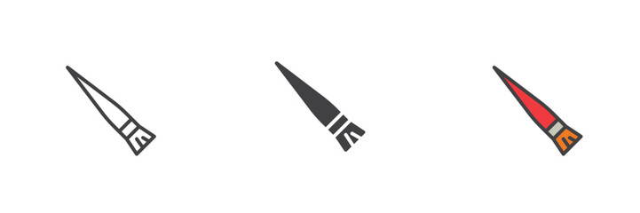 Paint brush different style icon set