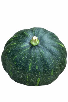 Vertical shot of a green pumpkin isolated on a white background