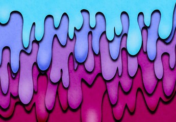 Image with colored, three-dimensional drops. Flowing liquid. Drops. - obrazy, fototapety, plakaty
