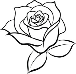 A rose flower outline vector art