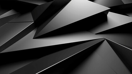 AI generated illustration of an abstract background of dark black overlapping metal pieces - obrazy, fototapety, plakaty