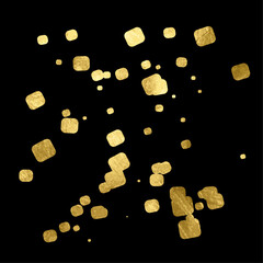 Golden glitter. Gold cube squareand sparkles. Gold confetti explodes with a splash of golden sand. A glitter and luxury design element. 