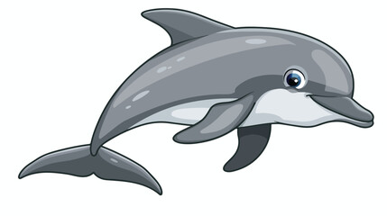 Cartoon happy dolphin isolated on white background flat