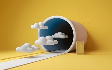 A Captivating 3D Render Depicting an Abstract Minimal Yellow Background, Harmonizing Elegance