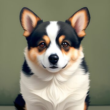 an illustration of a corgy in a vintage acrylic style