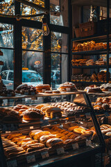 A bakery shop with sunlight