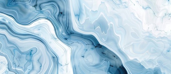 An artistic closeup capturing the electric blue and white swirls of a marble texture, resembling...