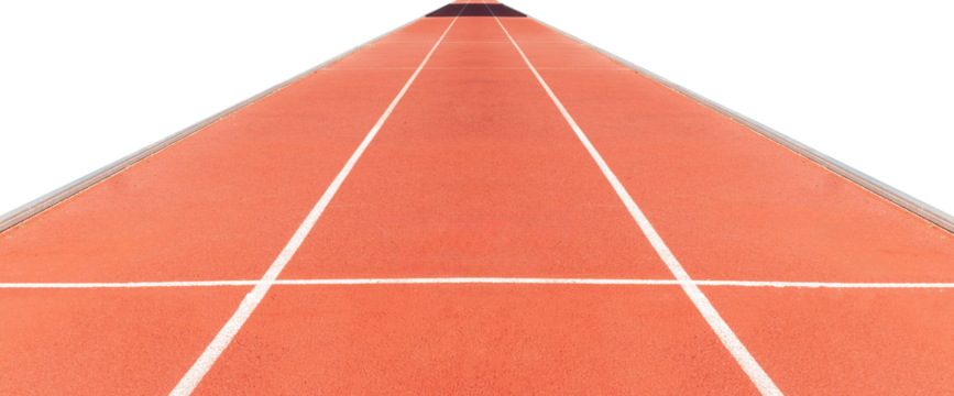 Athletics track in perspective isolated on white background