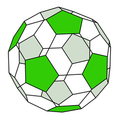 斜めから見た透ける緑のサッカーボール