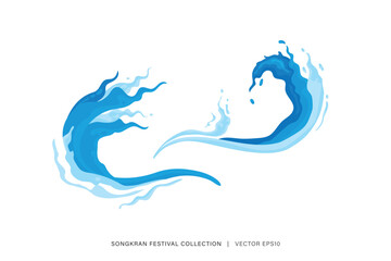 Creative fresh blue water splash graphic design, summer Songkran festival decoration element, vector illustration