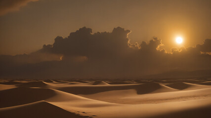 sunset in the sand desert - 779557938