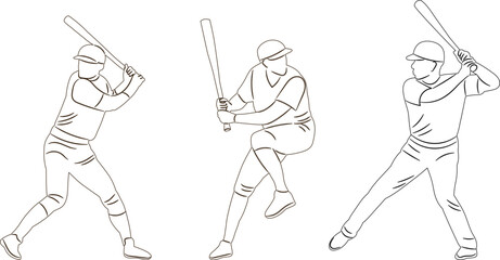 men playing baseball sketch on white background vector - 779557956